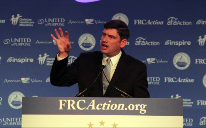 Will Graham, the grandson of Billy Graham and vice president of the Billy Graham Evangelistic Association, preaches at the Family Research Council's Values Voters Summit in Washington, D.C. on Sept. 21, 2018.