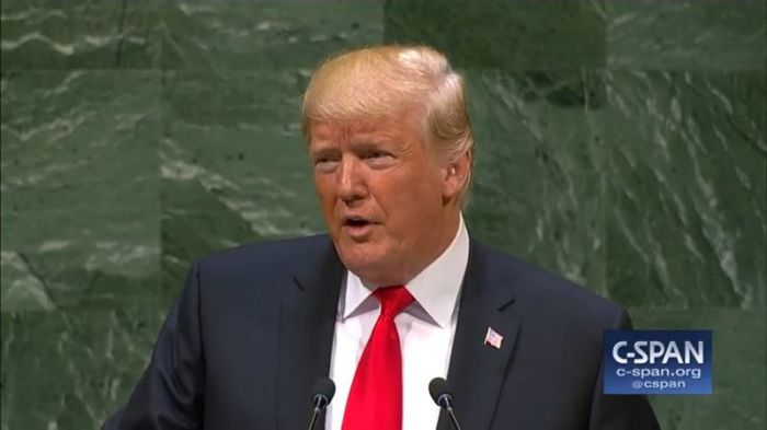 Donald Trump at the U.N. General Assembly in New York on September 25, 2018.