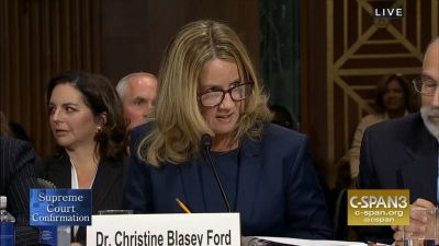Christine Blasey Ford at the Senate Judiciary Committee hearing in Washington D.C. on September 27, 2018.