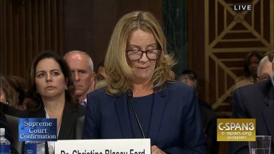 Christine Blasey Ford at the Senate Judiciary Committee hearing in Washington D.C. on September 27, 2018.