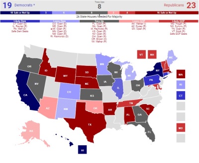 RealClearPolitics' governors' races map, accessed Monday, Oct. 1, 2018.