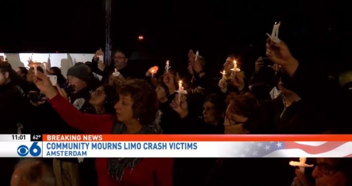 Vigil in Schoharie, New York, for the 20 victims of a limousine car crash held on October 8, 2018.