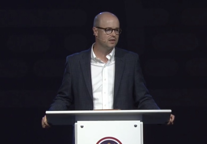Andrew T. Walker, director of research and senior fellow in Christian ethics at the Ethics & Religious Liberty Commission of the Southern Baptist Convention, speaking at ERLC's annual conference in Grapevine, Texas, on Oct. 11, 2018.