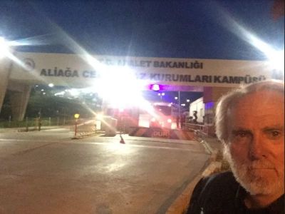 Pastor Bill Devlin stands outside of the prison courtroom in Aliaga, Turkey on Oct. 11, 2018.