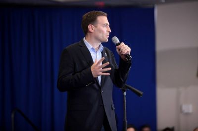 Attorney General Adam Laxalt speaking with supporters at a Nevada Courageous Conservatives rally with U.S. Senator Ted Cruz and Glenn Beck hosted by Keep the Promise PAC at the Henderson Convention Center in Henderson, Nevada on Feb. 21, 2016.
