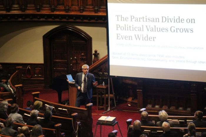 New York University social psychologist and best-selling author Jonathan Haidt speaks at the inaugural Anita and Antonio Gotto Lecture Series at Fifth Avenue Presbyterian Church on Thursday October 25, 2018.