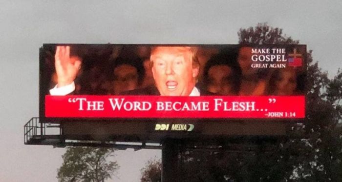 A pro-Trump billboard is displayed off of I-170 in St. Louis County Missouri in November 2018 days before the 2018 midterm elections.