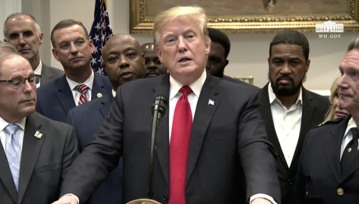 U.S. President Donald Trump announces his support for the FIRST STEP Act on prison reform in Washington, D.C., on Nov. 14, 2018.