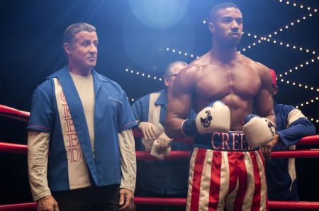 Sylveter Stallone and Michale B Jordan on the set of "Creed II", 2018