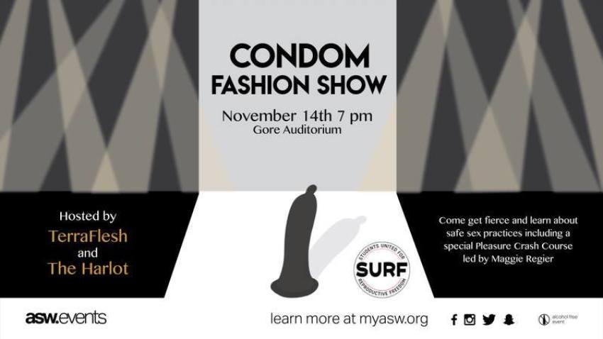 A flyer for Westminster College's condom fashion show.