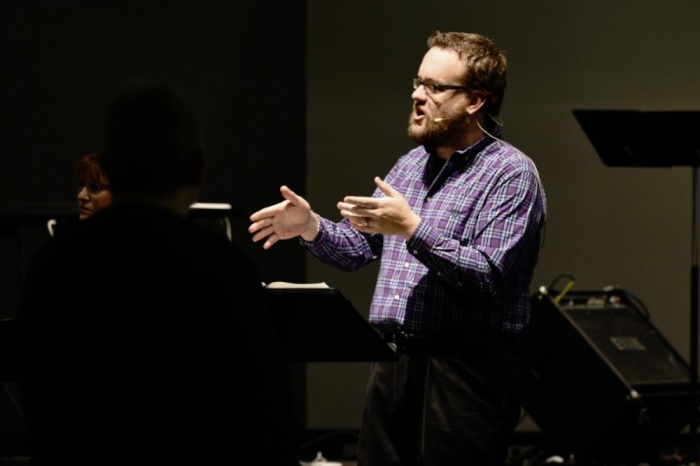 Pastor Brandon Braun preaches at River Valley Christian Church in Prospect, Kentucky in March 2018. 