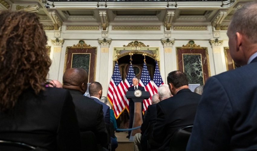 Vice President Mike Pence announcing a 0 million PEPFAR investment that will include faith-based groups and communities on Thursday, November 29, 2018. 