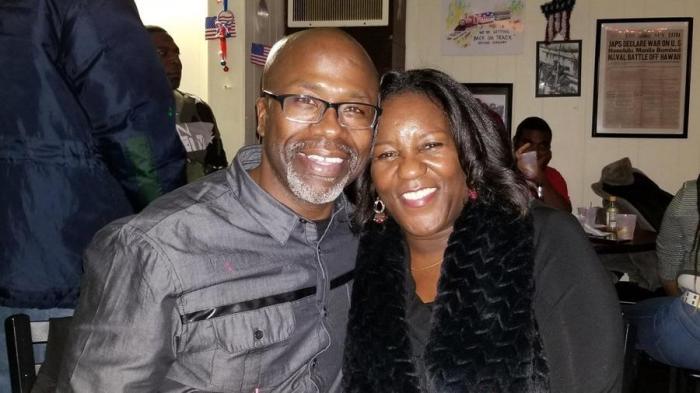 Jacquelyn Smith, 54 (R), and her husband Keith Smith, 52, on the day she was killed; the couple had been enjoying an evening at the American Legion.