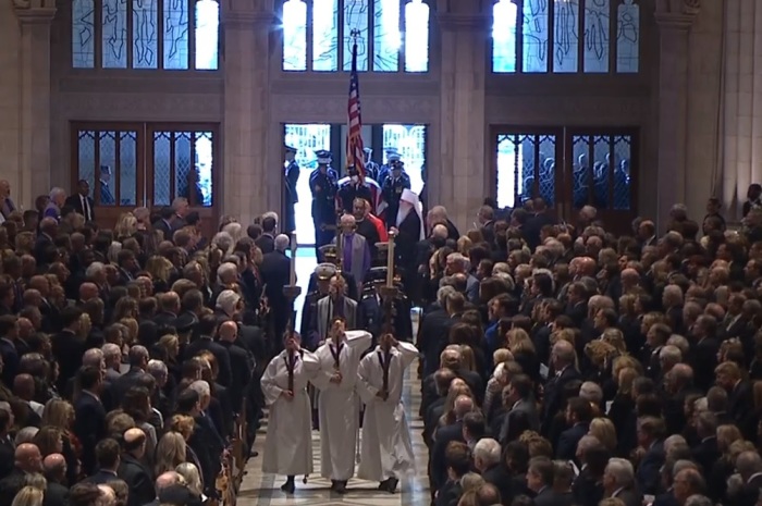 The funeral procession for former President George H.W. Bush, taking place at the Washington National Cathedral in Washington, DC on Wednesday, December 5, 2018. 
