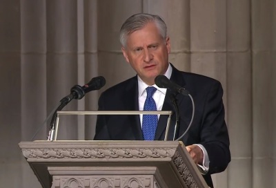 Historian Jon Meacham delivers remarks at the funeral of former President George H.W. Bush at the Washington National Cathedral on Wednesday, December 5, 2018. 