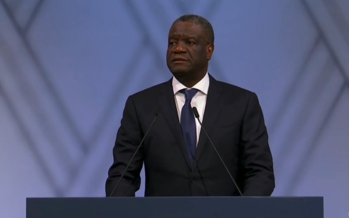 The Norwegian Nobel Committee awards the Nobel Peace Prize for 2018 jointly to Denis Mukwege (pictured) and Nadia Murad in Oslo, Norway, on December 10, 2018.