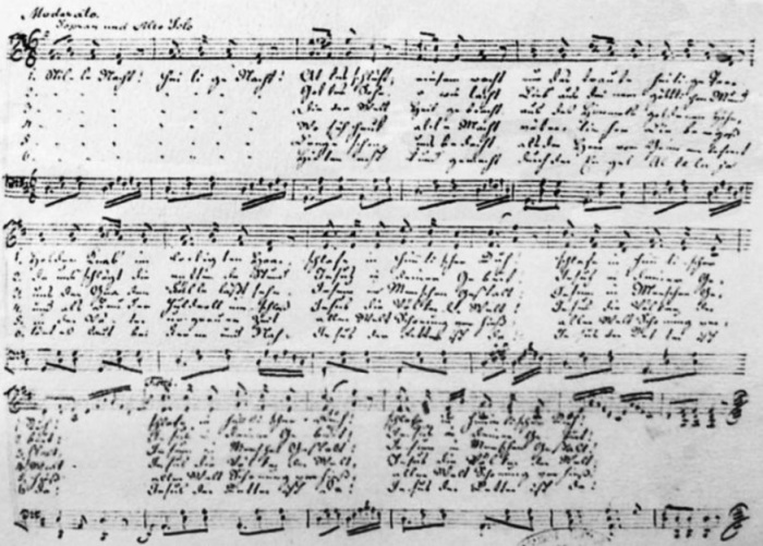 A copy, circa 1860, of the Christmas song Stille Nacht, autographed by Franz Xaver Gruber (1787–1863), composer of the carol's melody.