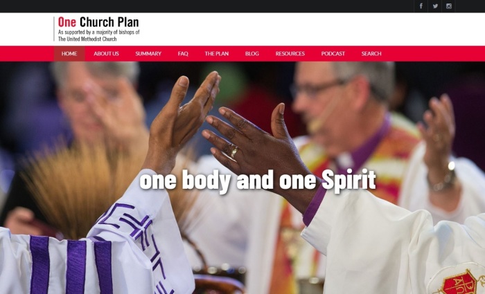 The home page for the website created by United Methodist Church Bishops who support the 'One Church Plan' to resolve the mainline Protestant denomination's years-long debate over homosexuality. 
