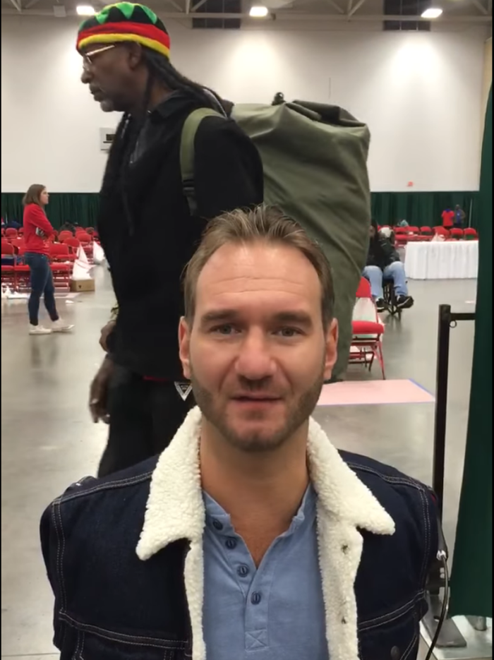 Evangelist Nick Vujicic the 15th annual Christmas Gift celebration by Operation Care in Dallas on December 15, 2018.
