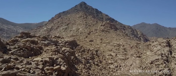 A screengrab from the 25-minute online documentary 'Finding the Mountain of Moses: The Real Mount Sinai in Saudi Arabia,' uploaded by Ryan Mauro to YouTube on Dec. 17, 2018. The film argued that the real Mt. Sinai is located in Saudi Arabia. 