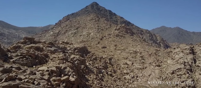 A screengrab from the 25-minute online documentary "Finding the Mountain of Moses: The Real Mount Sinai in Saudi Arabia," uploaded by Ryan Mauro to YouTube on Dec. 17, 2018. The film argued that the real Mt. Sinai is located in Saudi Arabia. 