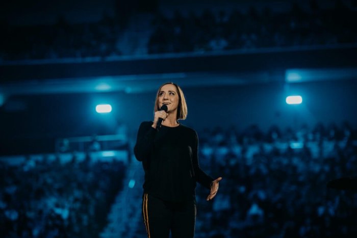 Christine Caine speaks at the Passion 2019 Conference.