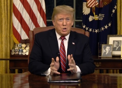 President Donald Trump delivers an address to the nation about border security on Jan. 8, 2018 in the Oval Office of the White House in Washington, D.C. 