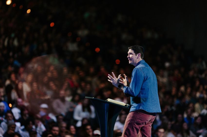 Matt Chandler preaches on day 2 of the Passion conference at the Dallas-Fort Worth site on Jan. 3, 2019.