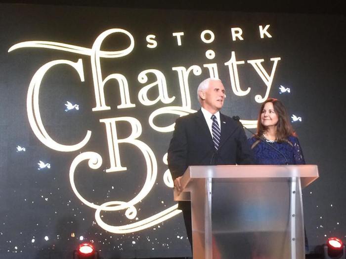 Vice President Mike Pence and Second Lady Karen Pence show up at the banquet for Save the Storks charity ball at the Trump Hotel in Washington, D.C. on January 18, 2019. 