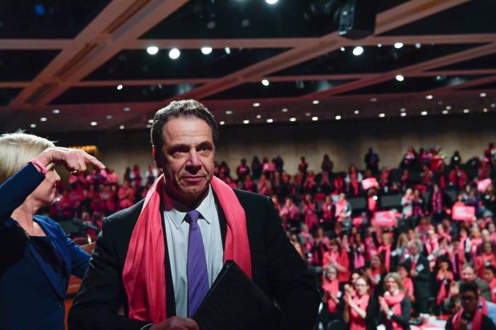 New York's Democrat Gov. Andrew Cuomo standing with abortion giant Planned Parenthood in 2017.