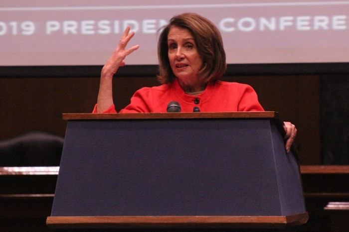 Speaker of the House Nancy Pelosi speaks during the Council for Christian Colleges and Universities 2019 Presidents Conference hosted on Capitol Hill in Washington, D.C. on Jan. 30, 2019.