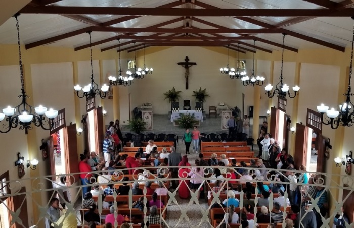 Worshipers attend the inaugural mass of the Sacred Heart of Jesus Catholic Church in Sandino, Cuba on Jan. 26, 2019. 