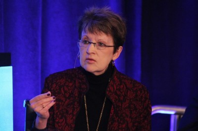 Houghton College President Shirley Mullen speaks during a panel discussion at the 2019 Council for Christian Colleges and Universities Presidents Conference in Wahington, D.C., on Feb. 1, 2019. 