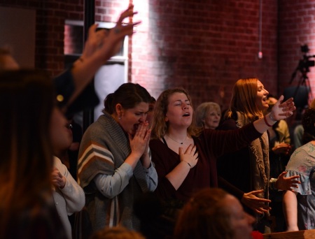 Attendees worship at the SafeZone Freedom Rally at Grace Midtown Church in Atlanta, Georgia, on Jan. 28, 2019.