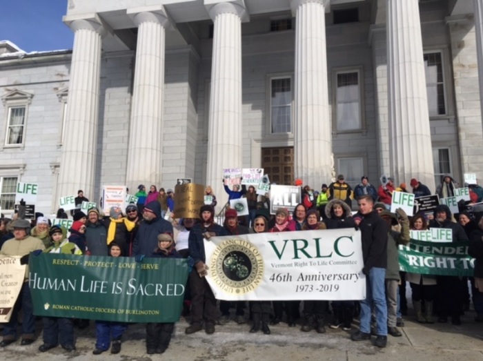Pro-life activists attend Rally for Life, held by Vermont Right to Life on the 46th anniversary of the United States Supreme Court decision Roe v. Wade. 