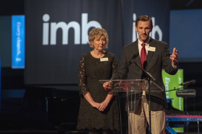 IMB President Dr. Paul Chitwood and his wife, Michelle, during the IMB’s Presidential Installation and Sending Celebration on Wednesday, Feb. 6, 2019, at Grove Avenue Baptist Church in Richmond.
