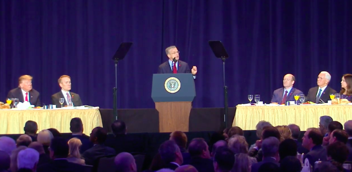 Gary Haugen, CEO and founder of International Justice Mission, speaks at the 2019 National Prayer Breakfast in Washington, D.C. 