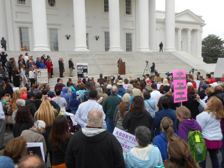A large crowd gathered at the state capitol in Richmond, Virginia for a pro-life rally on the morning of Thursday, Feb. 7, 2019.