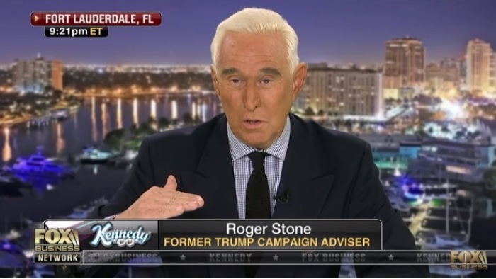 Roger Stone, a former Trump campaign adviser, appears on Fox Business on Feb. 8, 2019. 