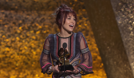 Lauren Daigle accepting the Grammy for Best Contemporary Christian Music Album, February 10, 2019.