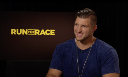Tim Tebow at the "Run the Race" press junket, Los Angeles California, Feb 11, 2019.