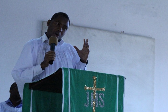 Guest pastor Daniel Ledema preaches about unity in the body of Christ during a Sunday service at Anglican Church in Kacyiru, Rwanda, on Feb. 16, 2019. 