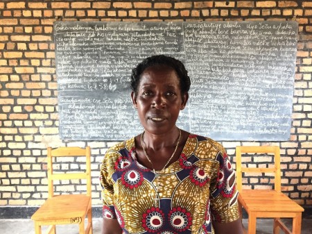 Mukankrange Vestine, the community facilitator for the reconciliation and empowerment program operated by the Rugango Catholic parish, poses for a picture in Rugango, Rwanda, on Feb. 19, 2019. She lost 14 family members in the 1994 genocide against the Tutsis.