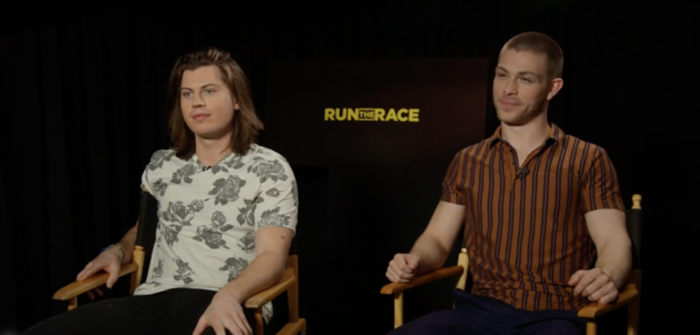 Evan Hofer and Tanner Stine the stars of 'Run The Race', Hollywood California, Feb 11 2019. 