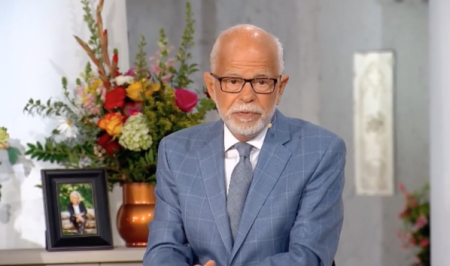 Jim Bakker talks on "The Jim Bakker Show," Feb. 22, 2019.