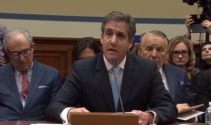 Michael Cohen testifies before a House oversight committee on Feb. 27. 2019 in Washington, D.C.