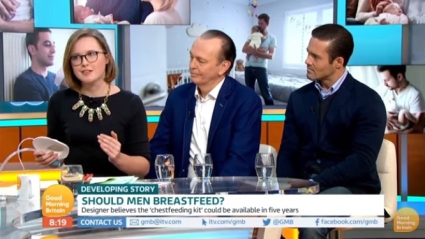 Marie-Claire Springham (L) shares her "Chestfeeding Kit" while on "Good Morning Britain" telecast on Feb. 12, 2019.