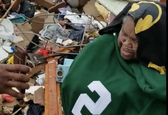 Earnestine Reese, 72, praised God after her house was destroyed by a tornado along with her daughter’s trailer in Beauregard, Alabama on Sunday March 3, 2019.