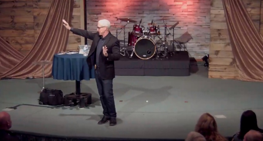 J. Warner Wallace, a Christian apologist and former homicide cold case detective, gives remarks at an apologetics conference held at Lakes Free Church in Minnesota on Saturday, Mar. 2, 2019.