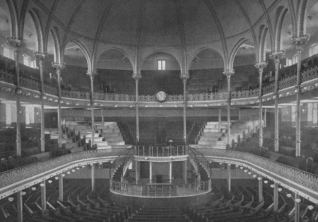 An 1864 photo of The Metropolitan Tabernacle of London, England. Famous preacher Charles H. Spurgeon headed the church for many years.